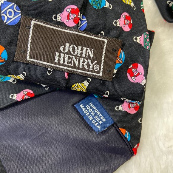 John Henry Vintage 100% Silk Tie all over print Christmas Ornaments - Picture 5 of 5